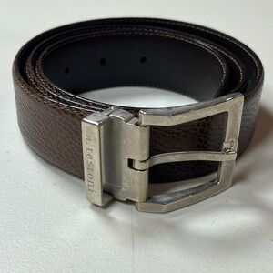 a. Testoni 32W Belt 100% Genuine Leather Pebble Brown Made in Italy Lux Designer